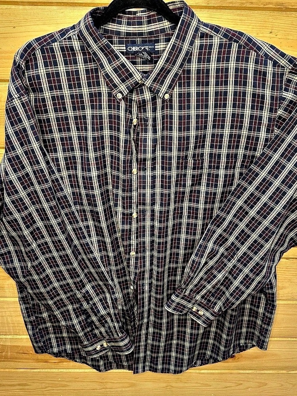 Vintage Cherokee Plaid Button Down Shirt in Blue & Red Size XL